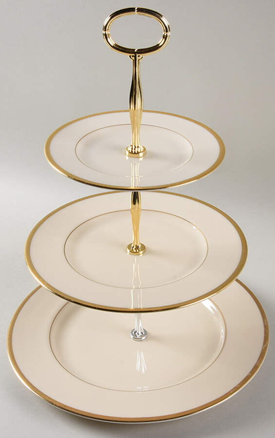 Tuxedo (Gold Backstamp) 13 7/8"-14 1/4" 3-Tiered Serving Tray(DP,SP,BB) HC by Lenox-1