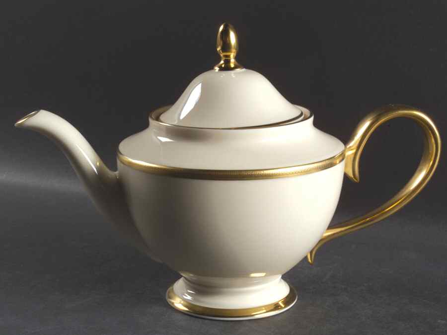 Tuxedo (Gold Backstamp) 1999 Shape Teapot & Lid by Lenox-1