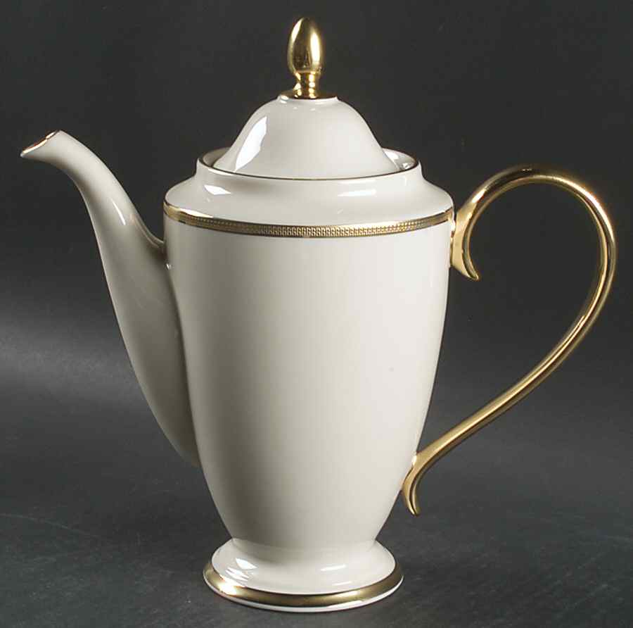 Tuxedo (Gold Backstamp) 1999 Shape Coffee Pot & Lid by Lenox-1