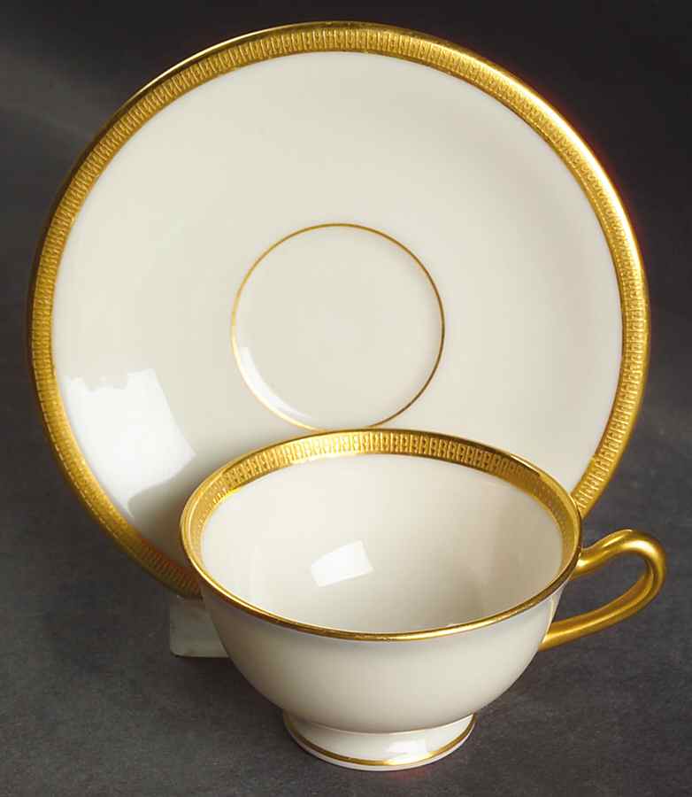 Tuxedo (Gold Backstamp) Footed Demitasse Cup & Saucer Set by Lenox-1