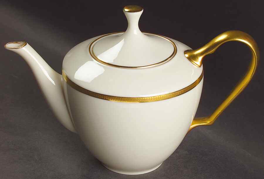 Tuxedo (Gold Backstamp) Teapot & Lid by Lenox-1