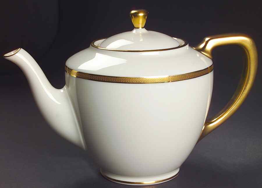 Tuxedo (Gold Backstamp) Shape 1961 Teapot & Lid by Lenox-1