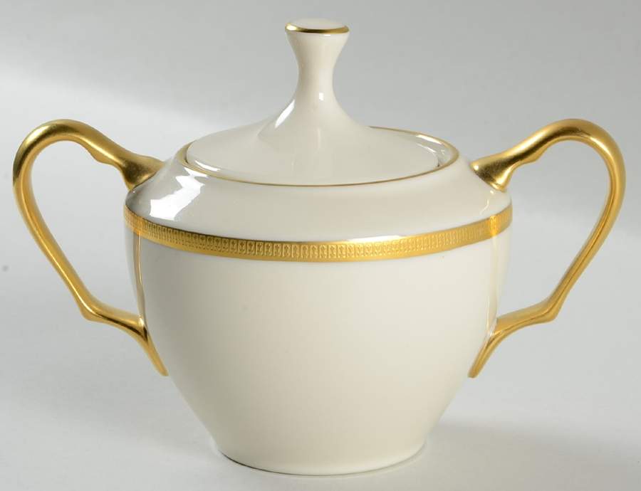 Tuxedo (Gold Backstamp) Sugar Bowl & Lid by Lenox-1