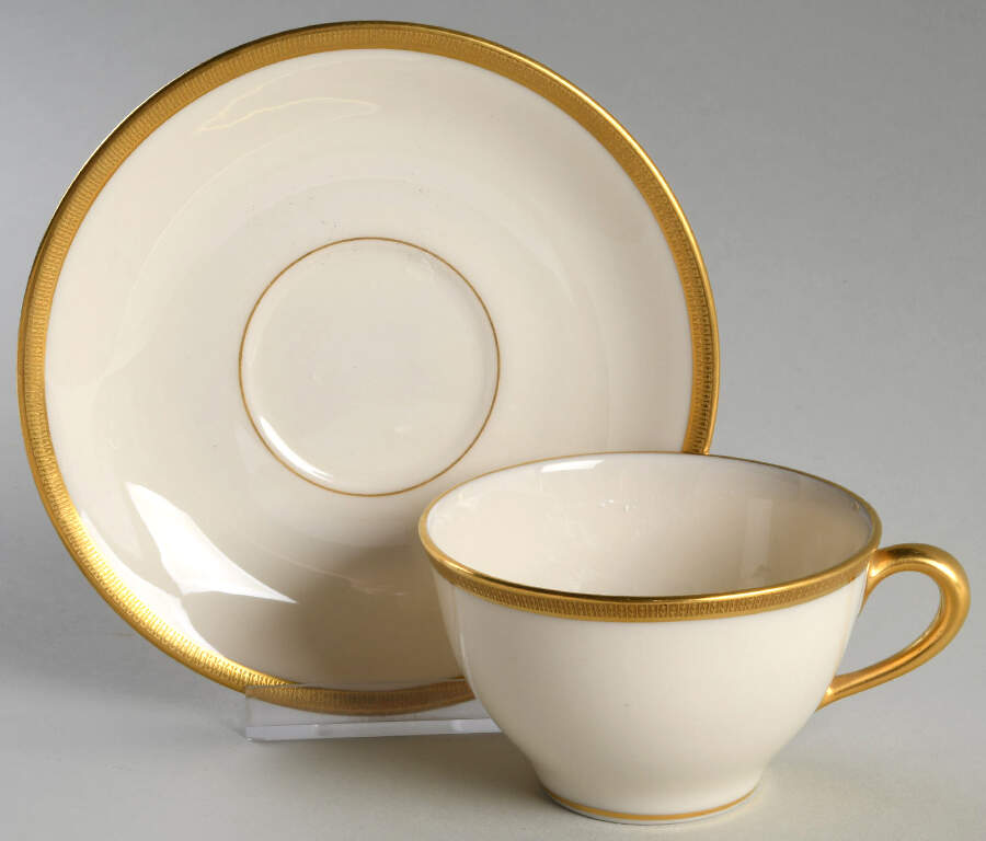 Tuxedo (Green Backstamp) Flat Cup & Saucer Set by Lenox-1