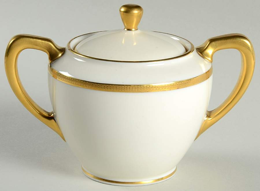 Tuxedo (Green Backstamp) Shape 1962 Sugar Bowl & Lid by Lenox-1