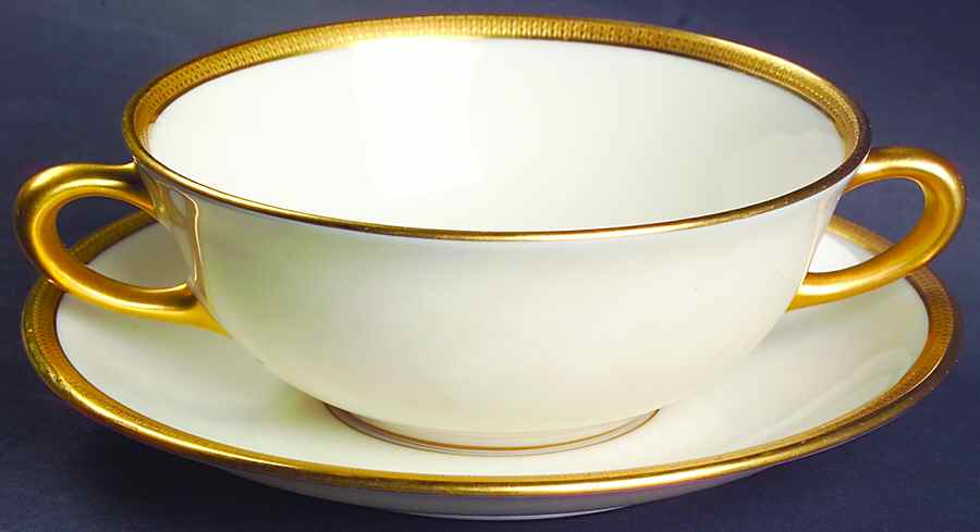 Tuxedo (Green Backstamp) Flat Cream Soup & Saucer Set by Lenox-1