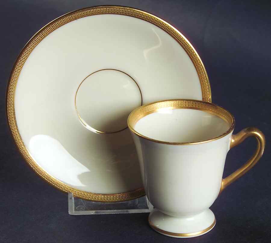 Tuxedo (Green Backstamp) Footed Demitasse Cup & Saucer Set by Lenox-1