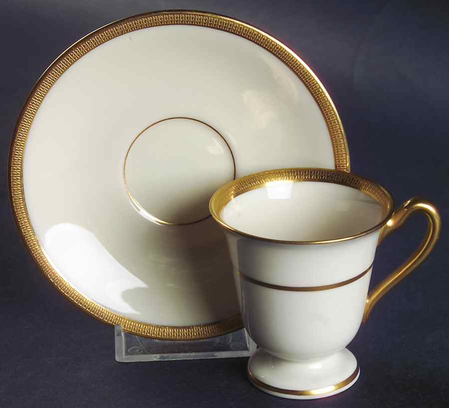 Tuxedo (Green Backstamp) Footed Demitasse Cup & Saucer Set by Lenox-1