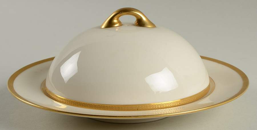 Tuxedo (Green Backstamp) Round Covered Butter by Lenox-1
