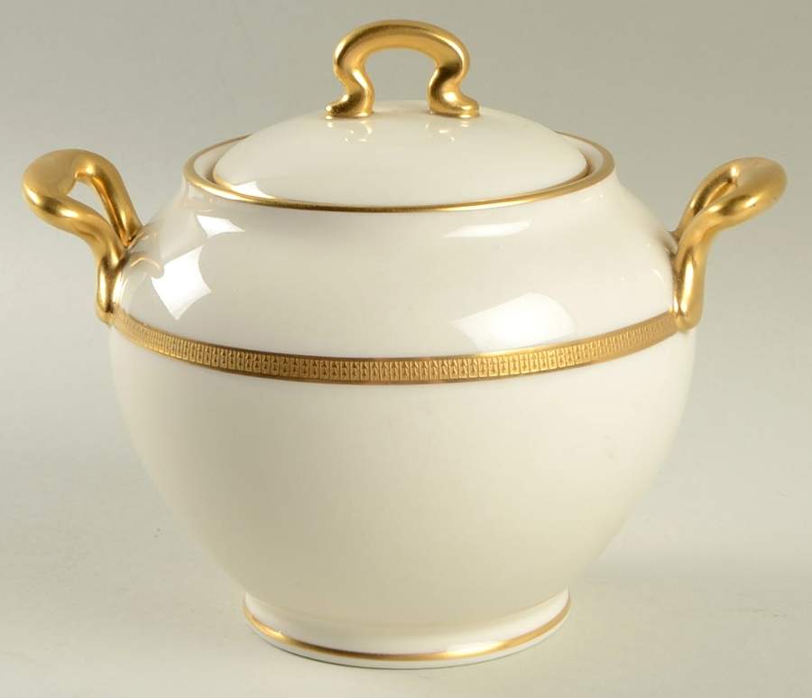 Tuxedo (Green Backstamp) Shape 1670 Sugar Bowl & Lid by Lenox-1