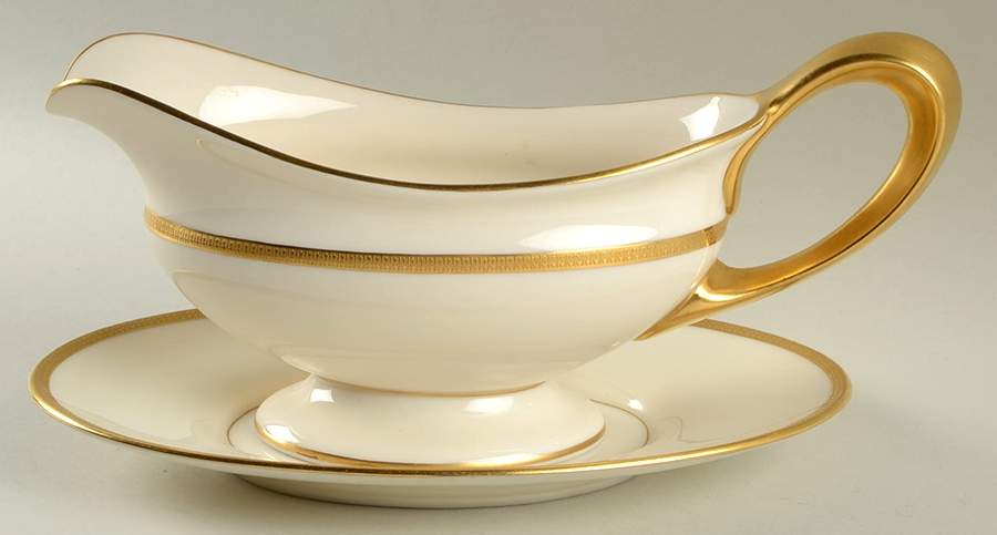 Tuxedo (Green Backstamp) Gravy Boat & Underplate by Lenox-1