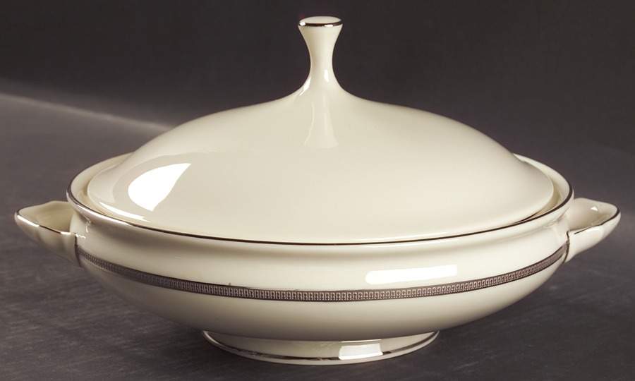 Tuxedo Platinum (Newer, Presidential Shape) Round Covered Vegetable by Lenox-1