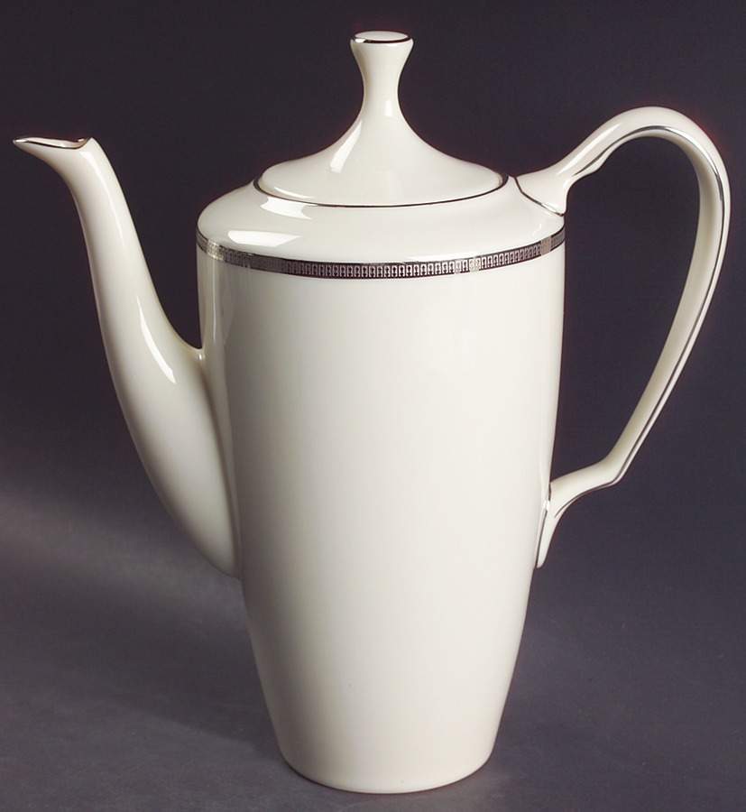 Tuxedo Platinum (Newer, Presidential Shape) Coffee Pot & Lid by Lenox-1