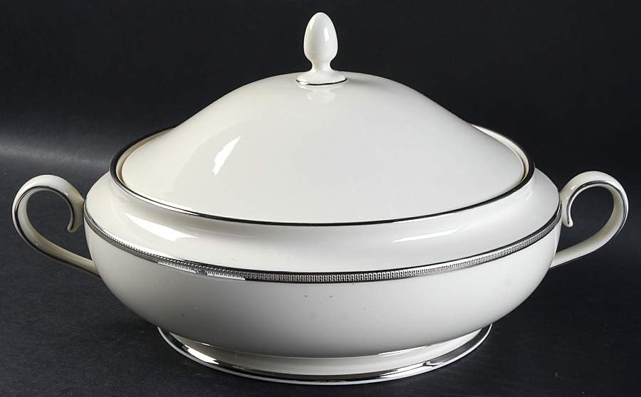 Tuxedo Platinum (Newer, Presidential Shape) 99 Shape Round Covered Vegetable by Lenox-1