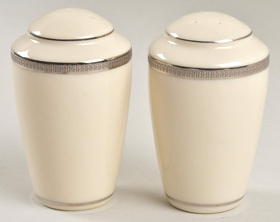 Tuxedo Platinum (Newer, Presidential Shape) Salt & Pepper Set by Lenox-1