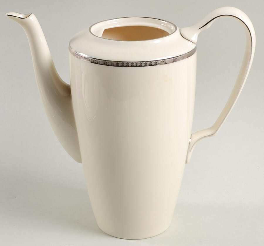 Tuxedo Platinum (Newer, Presidential Shape) Coffee Pot No Lid by Lenox-1