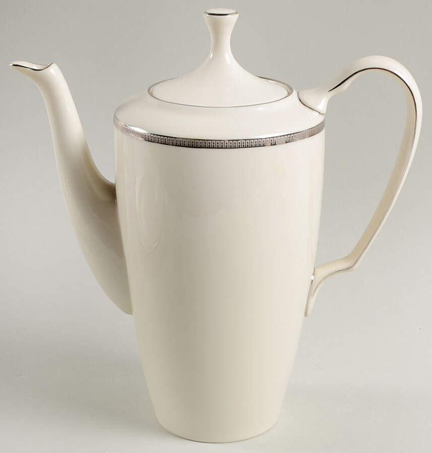 Tuxedo Platinum (Newer, Presidential Shape) Coffee Pot & Lid by Lenox-1