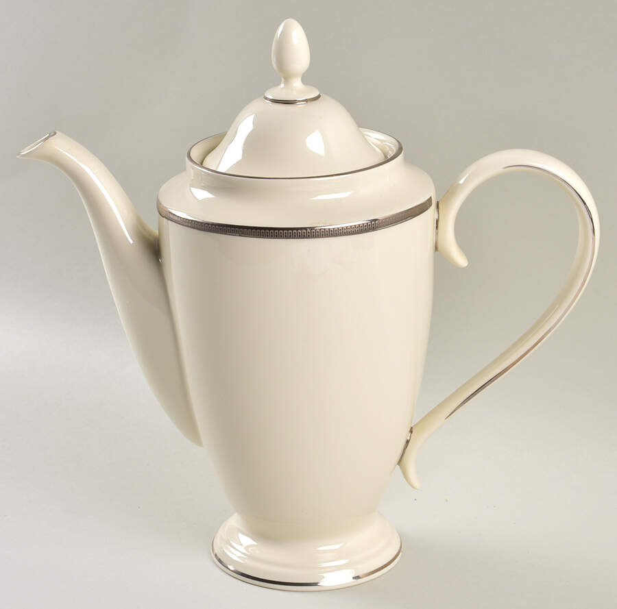 Tuxedo Platinum (Newer, Presidential Shape) 1999 Shape Coffee Pot & Lid by Lenox-1