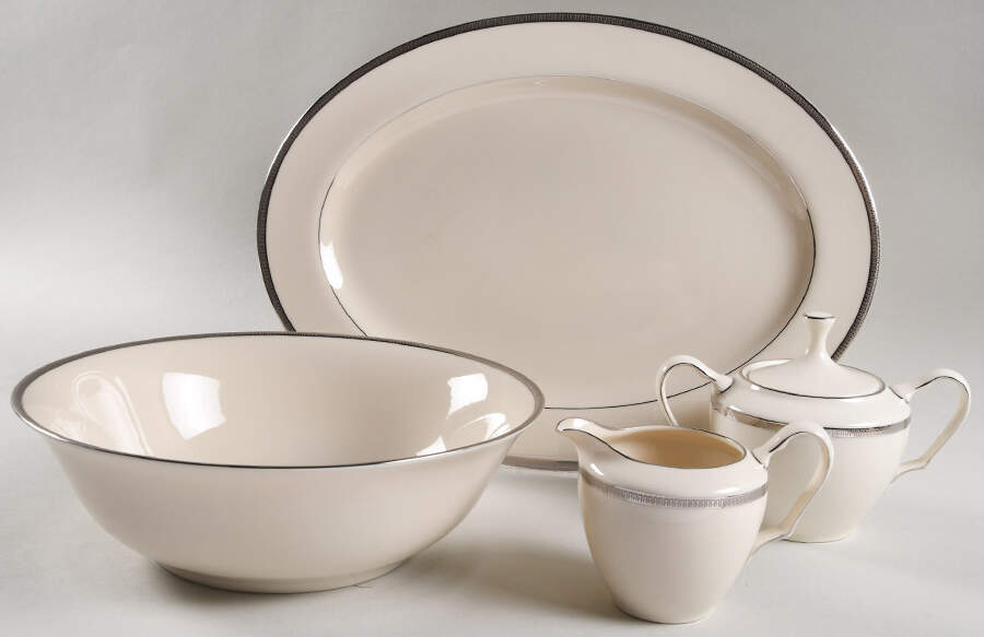 Tuxedo Platinum (Newer, Presidential Shape) 5 Piece Hostess Set by Lenox-1