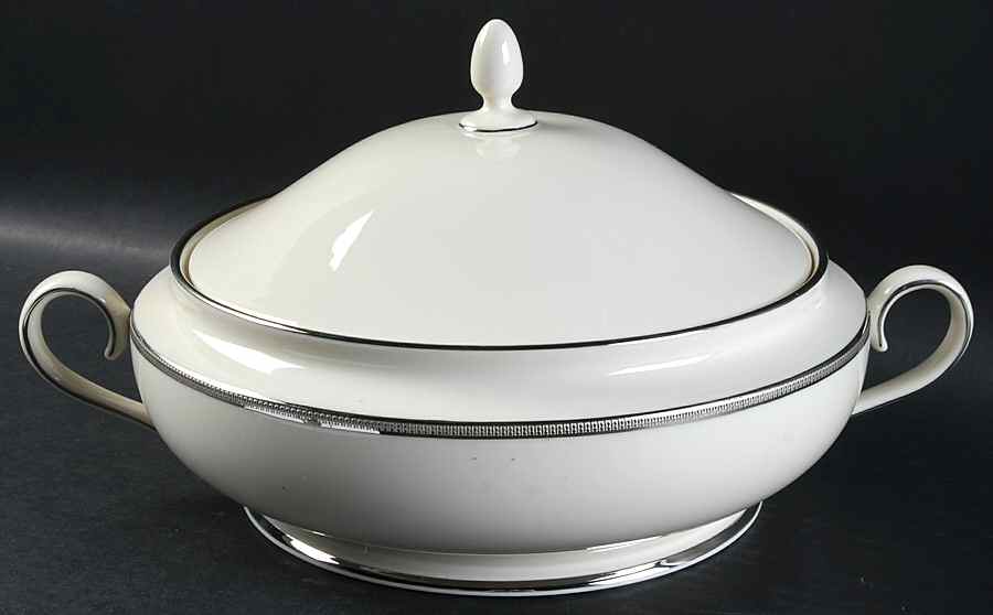 Tuxedo Platinum (Newer, Presidential Shape) 1999 Shape Round Covered Vegetable by Lenox-1