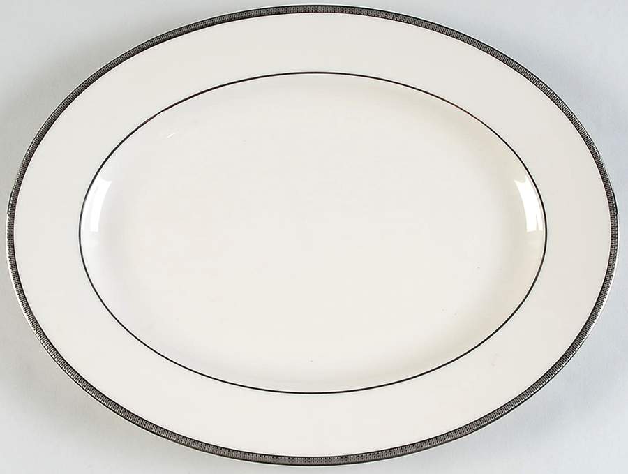 Tuxedo Platinum (Newer, Presidential Shape) 13" Oval Serving Platter by Lenox-1