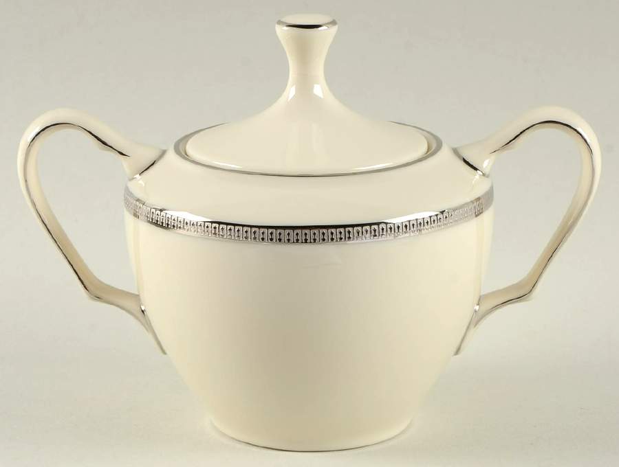 Tuxedo Platinum (Newer, Presidential Shape) Sugar Bowl & Lid by Lenox-1