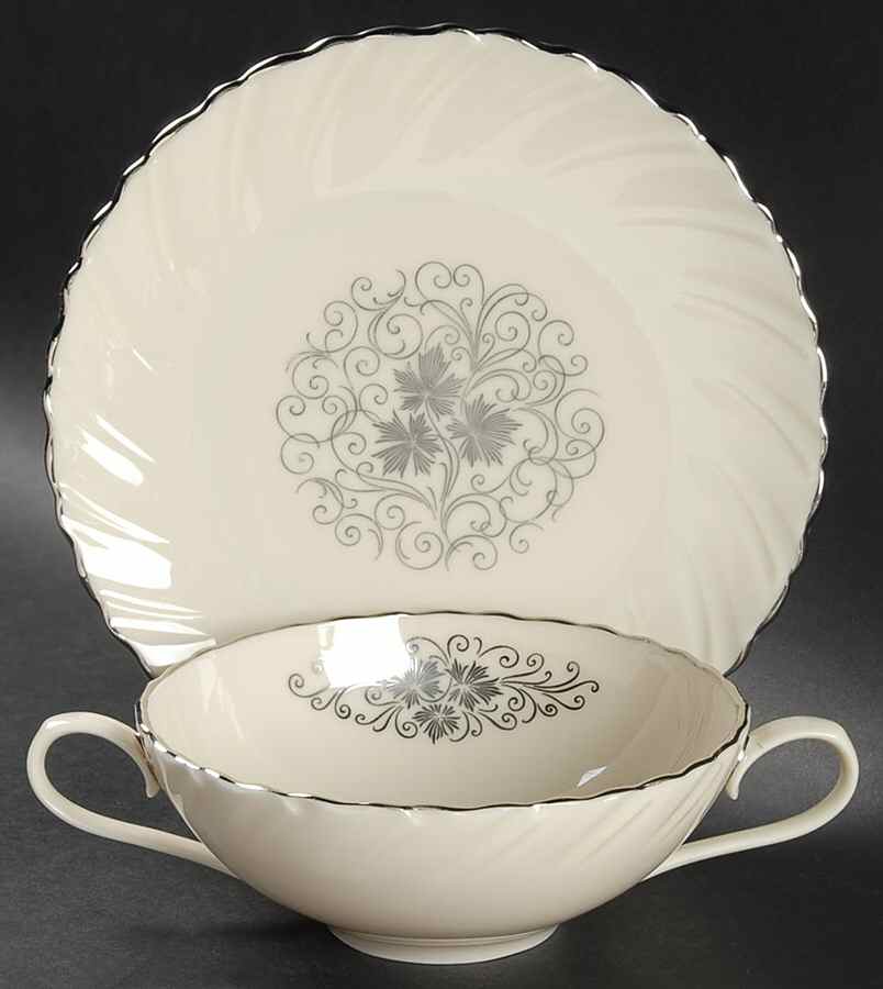Valera Flat Cream Soup Bowl & Dessert Plate/Saucer Set by Lenox-1