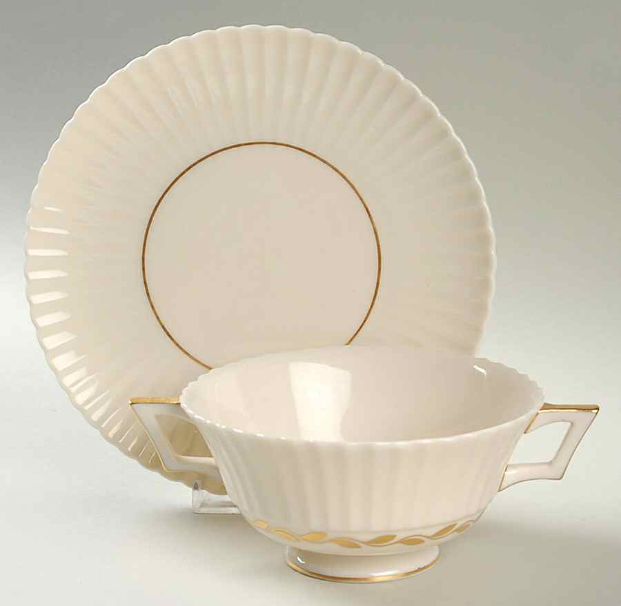 Vassar Footed Cream Soup Bowl & Saucer Set by Lenox-1