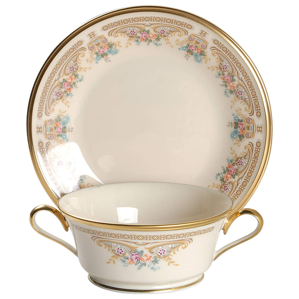 Versailles Footed Cream Soup & Dessert Plate/Saucer Set by Lenox-1