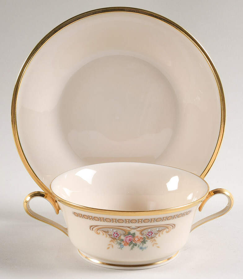 Versailles Footed Cream Soup & Dessert Plate/Saucer Set by Lenox-1
