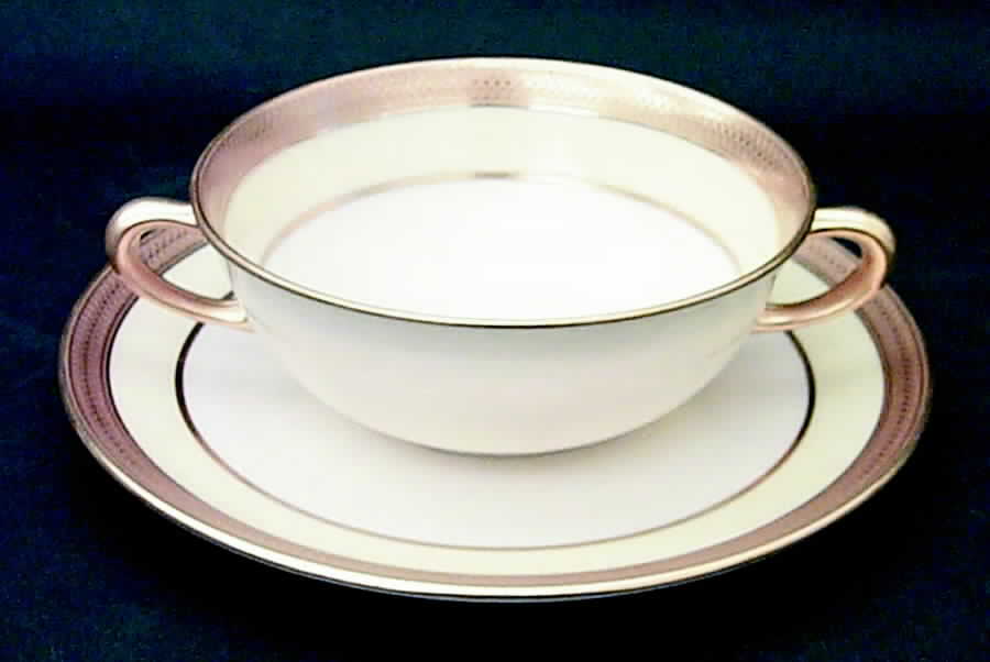 Vernon (Cream Rim) Flat Cream Soup Bowl & Saucer Set by Lenox-1