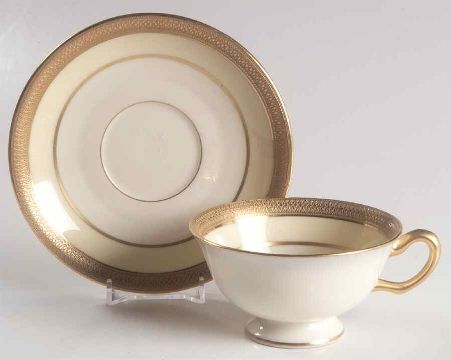 Vernon (Cream Rim) Footed Cup & Saucer Set by Lenox-1