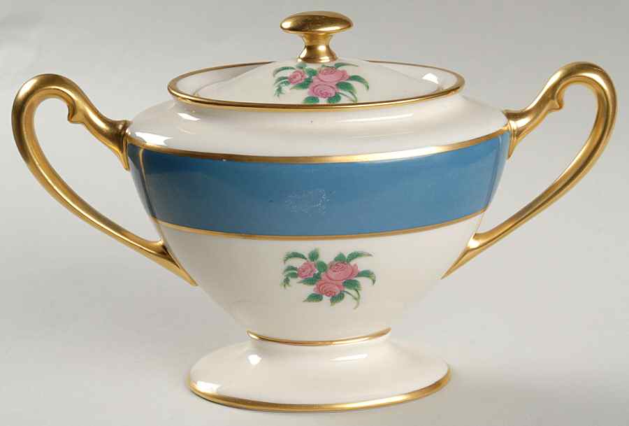 Washington Turquoise (Smooth) Sugar Bowl & Lid by Lenox-1
