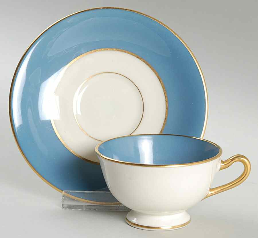 Washington Turquoise (Smooth) Footed Demitasse Cup & Saucer Set by Lenox-1