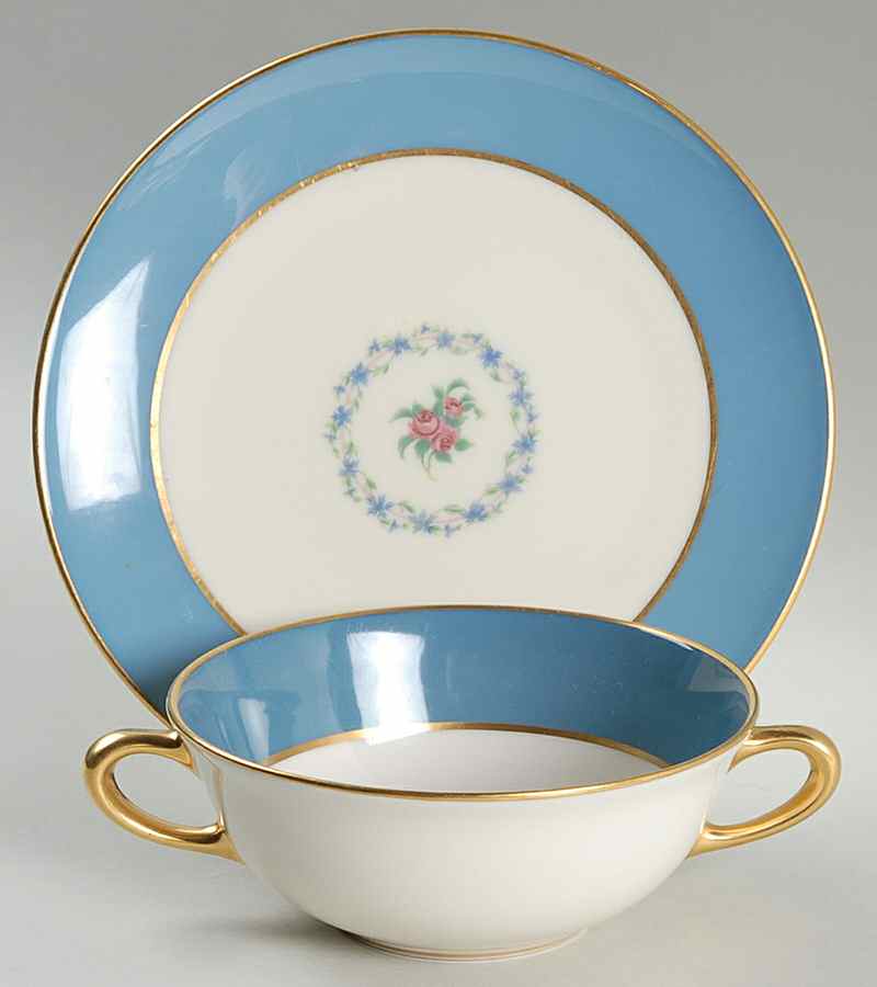 Washington Turquoise (Smooth) Flat Cream Soup Bowl & Saucer Set by Lenox-1