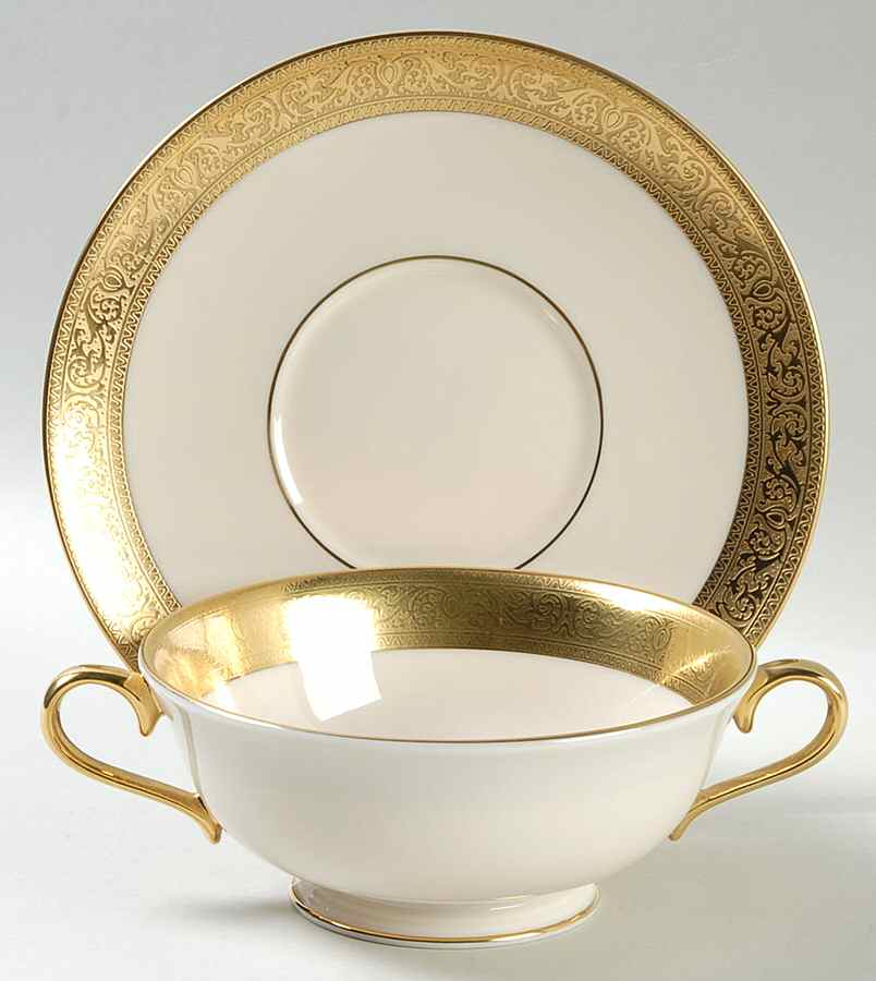 Westchester Footed Cream Soup Bowl & Saucer Set by Lenox-1