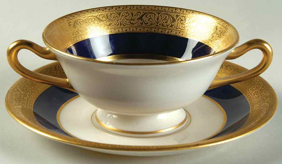 Westchester Cobalt Blue Footed Bouillon Cup & Saucer by Lenox-1