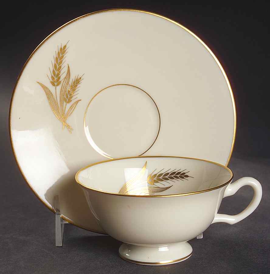 Wheat Footed Cup & Saucer Set by Lenox-1