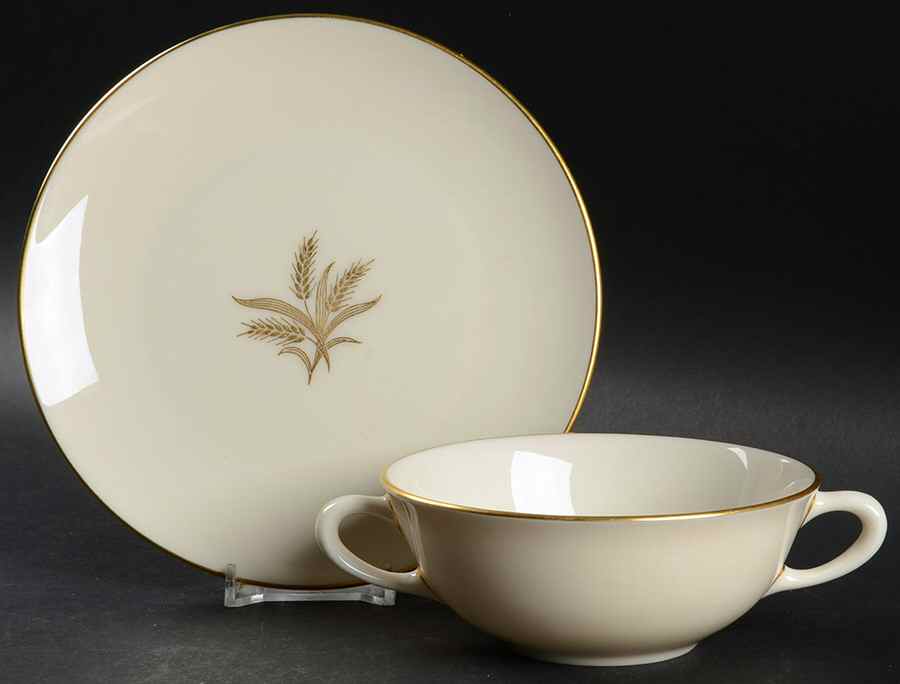 Wheat Flat Cream Soup Bowl & Dessert Plate/Saucer Set by Lenox-1