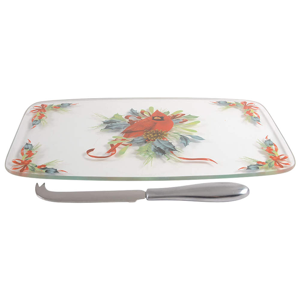Winter Greetings Glassware Cheese Board & Stainless Knife by Lenox-1