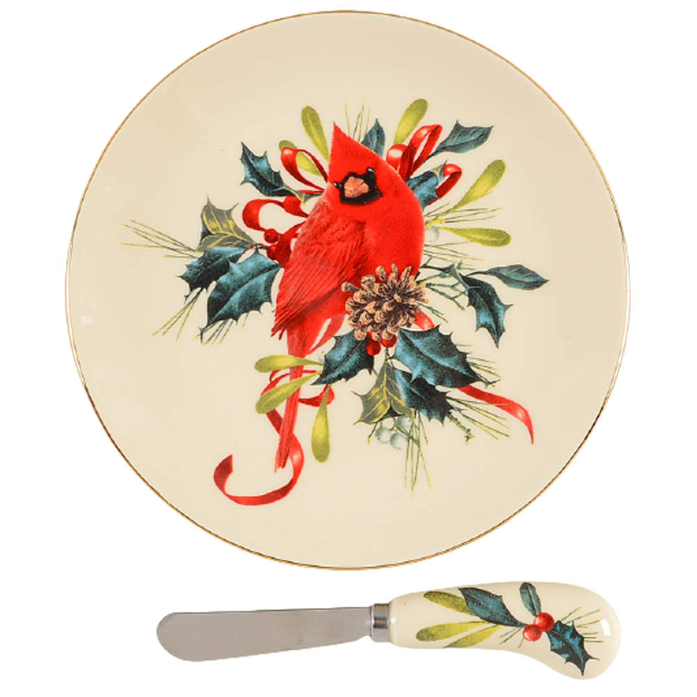 Winter Greetings Cheese Plate & Knife Set by Lenox-1