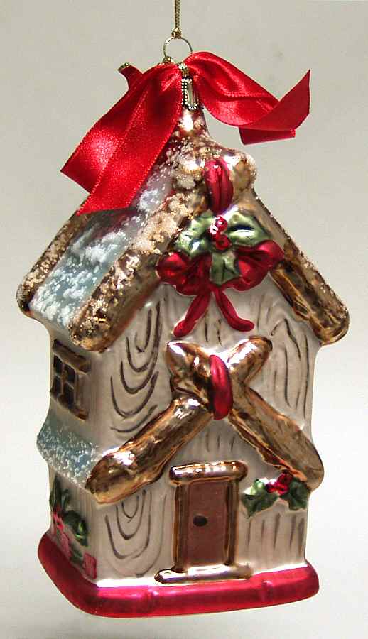 Winter Greetings Glassware Ornament Rustic Birdhouse by Lenox-1