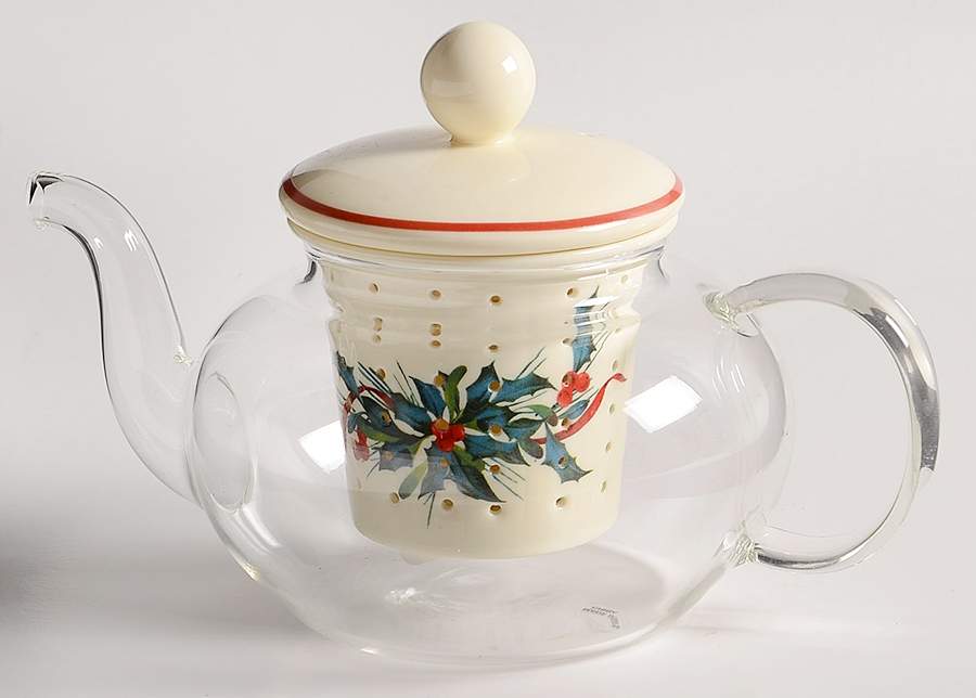 Winter Greetings Individual Glass Teapot w/Ceramic Infuser & Lid by Lenox-1