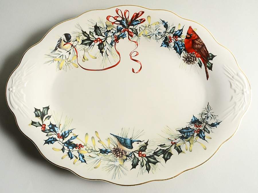 Winter Greetings 13" Oval Carved Platter by Lenox-1