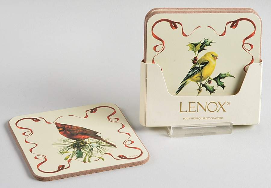 Winter Greetings Square Corkback Coaster - Set of 4 Motifs by Lenox-1