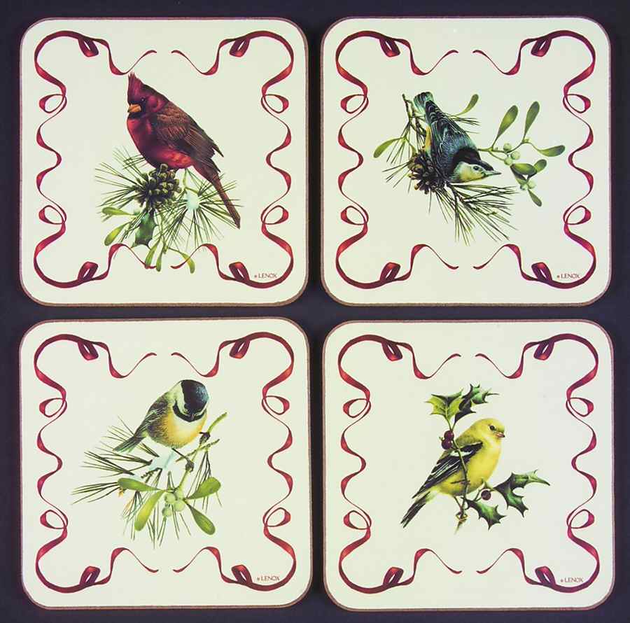 Winter Greetings (4 Pc) Cork Back Square Coaster Set by Lenox-1