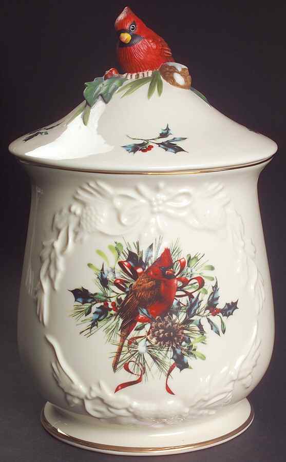 Winter Greetings Sculpted Cookie Jar & Lid by Lenox-1