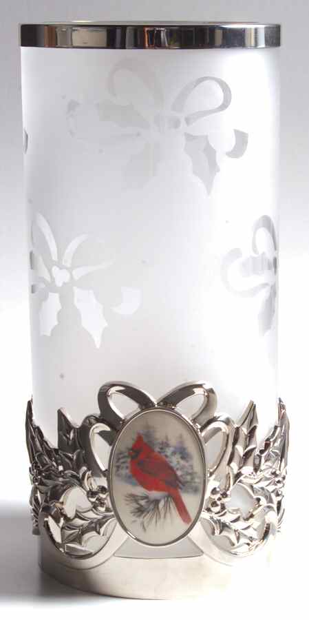 Winter Greetings Glass Hurricane with Metal Base by Lenox-1