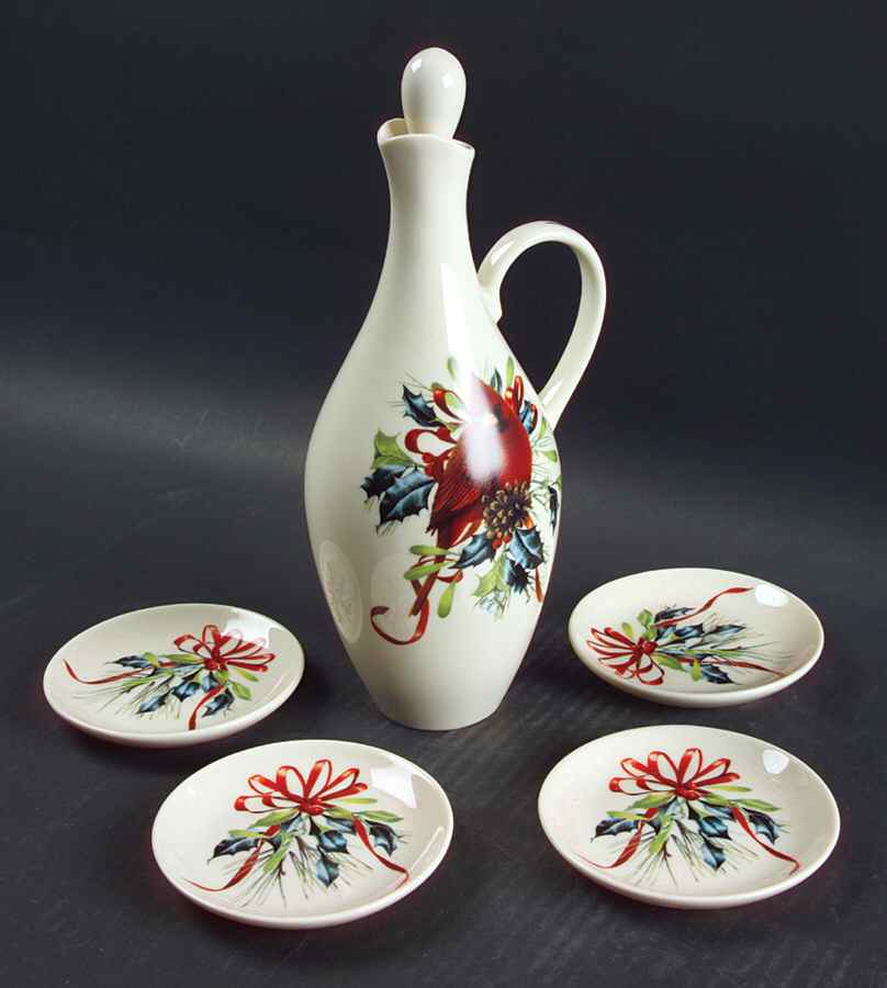 Winter Greetings Oil Jar/Cruet with 4 Dipping Bowls by Lenox-1
