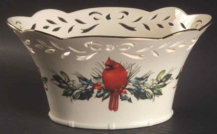 Winter Greetings 7" Pierced Oval Bowl by Lenox-1